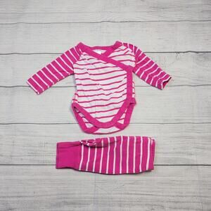 0/3m Hanna Andersson Pink Stripe Wiggle Set